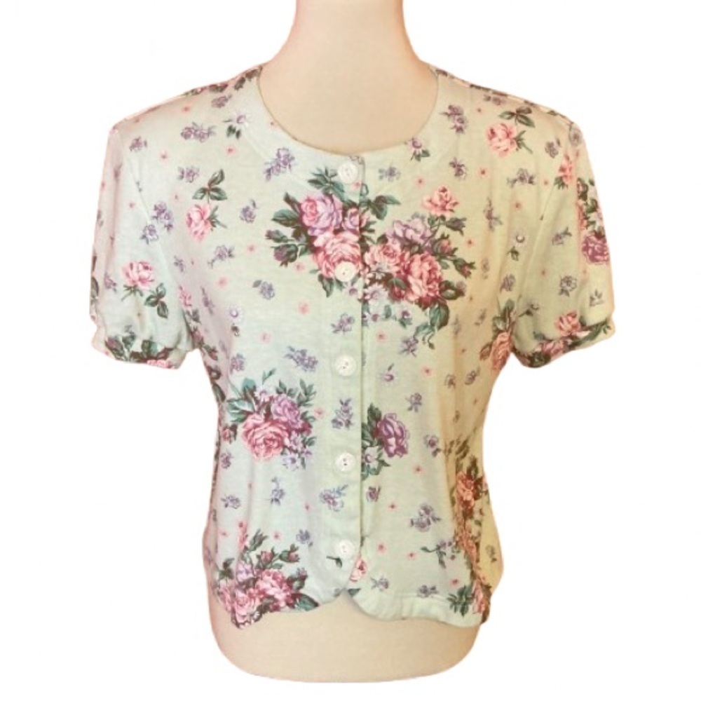 Vintage 90s Fritzi of California girly floral button down top